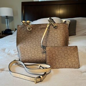 Calvin Klein faux leather crossbody/bucket purse